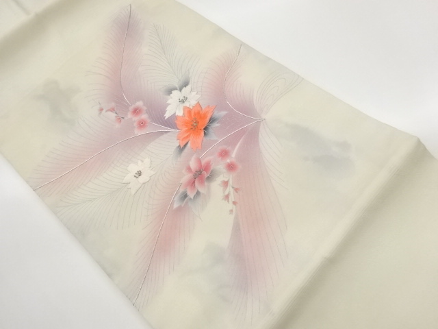 JAPANESE NAGOYA OBI / EMBROIDERY / GINSAI / FLOWERS